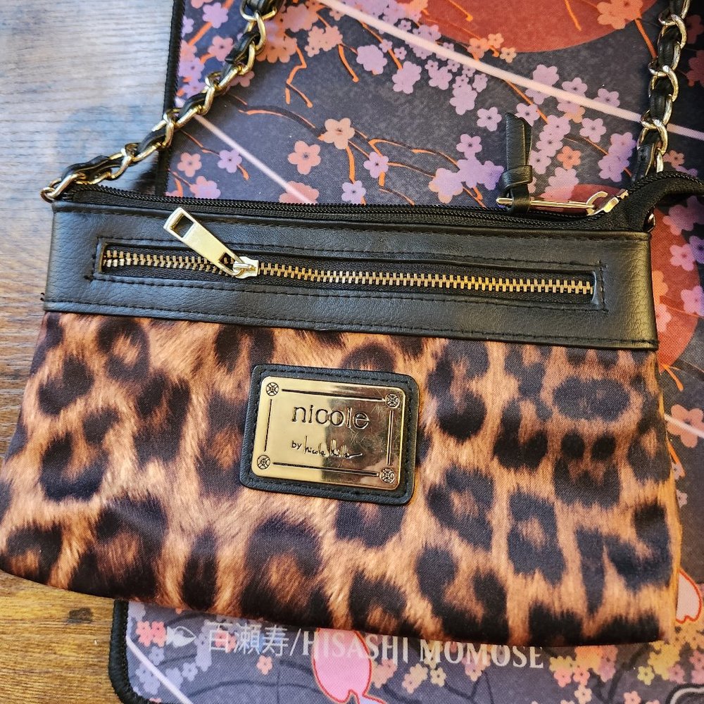 Nicole Miller Animal Leopard Print Wristlet Small Purse